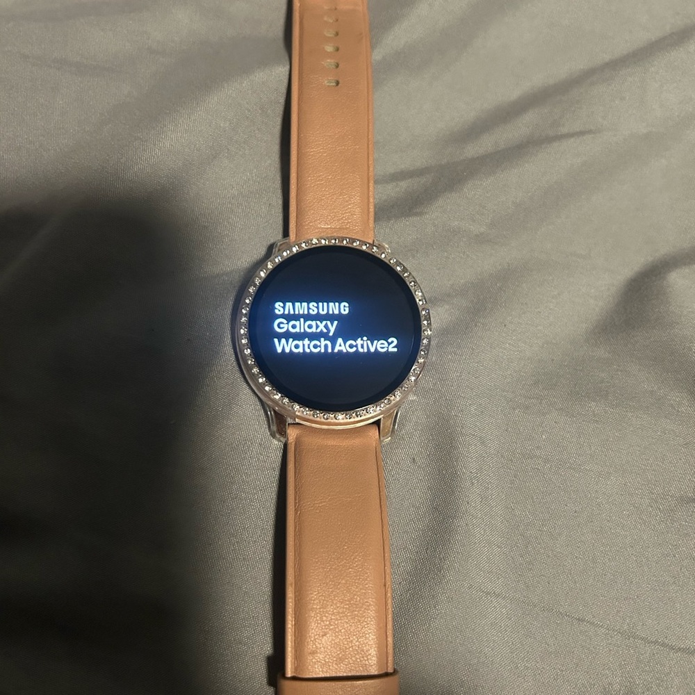 Samsung Galaxy Watch Active2 - Silver Case with Tan Band